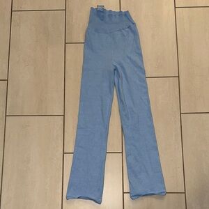 Blue Knit Flare Pants